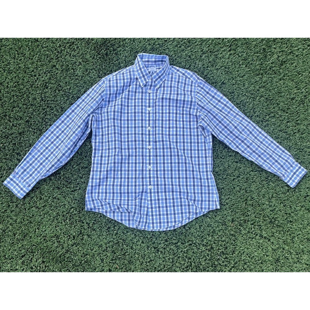 Brooks Brothers Regent Non-Iron Supima Cotton Check Shirt Blue Mens L